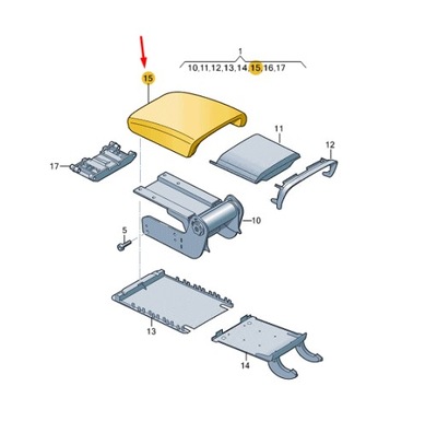 Vw golf plus 5m armrest upper деталь 5m0864207jufp фото №1