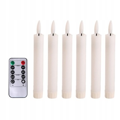 6x LED Candles 3D Wick Flameless Taper white