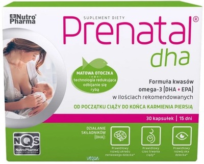 Prenatal dha kwasy omega 3 DHA EPA 30 kapsułek