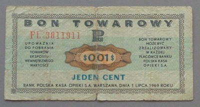 1 cent BON PEWEKSU z 1969 roku seria FL