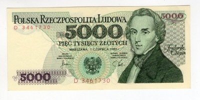 5000 złotych 1982 D dość rzadka seria