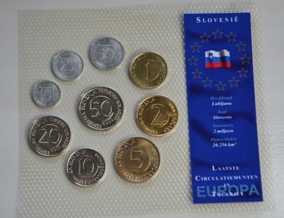 Słowenia - zestaw nominałów - 9 monet - zestaw w blistrze