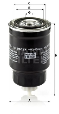 FILTRO COMBUSTIBLES MANN-FILTER WK 940/22  