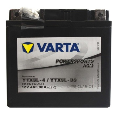 VARTA YTX5L-BS YTX5L-4 12V 4AH 80A AGM URUCHOMIONY