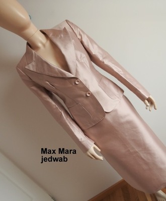 Max Mara jedwabny kostium garsonka wesele Maxmara jedwab silk klasyczny M L