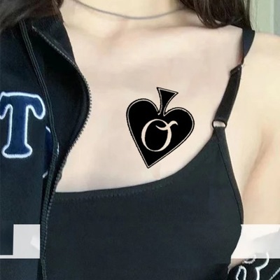 Q of Spades Tattoos Waterproof Temporary Tattoo Stickers Tatouage Stitch