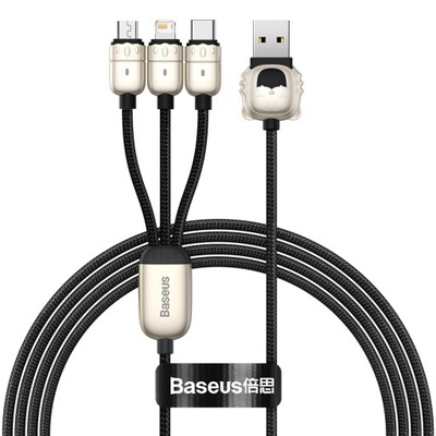 Kabel Baseus USB - USB typ C / microUSB / Lightning 1,2 m czarny