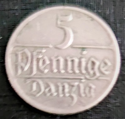 5 Pfennig z 1923 Wolne Miasto Gdańsk stan dobry