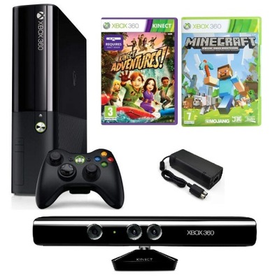 Konsola Microsoft Xbox 360 E 4 GB czarny Kinect Minecraft