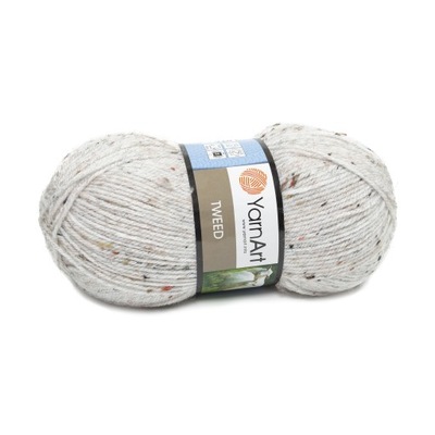 100g wełna akryl YarnArt Tweed biel 220