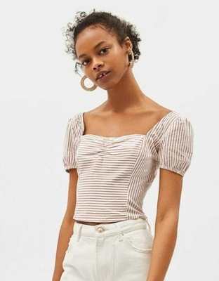 BERSHKA TOP PASKI MARSZCZENIE MTY LT6__S