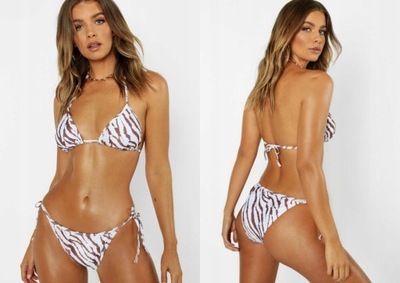 BOOHOO KLASYCZNY WZORZYSTY DÓŁ OD BIKINI M