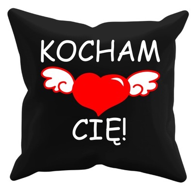 PODUSZKA Z NADRUKIEM "KOCHAM CIĘ" I LOVE