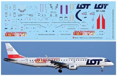 Kalkomania Embraer 195 LOT Move your imagination Banzai 144013 skala 1/144