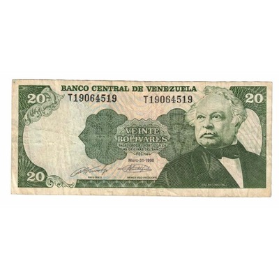 Banknot, Venezuela, 20 Bolivares, 1990, 1990-05-31