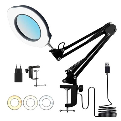 CZARNA LUPA Z 84 LED 5 TRYBÓW ŚWIATŁA I 10 POZIOMÓW JASNOŚCI