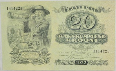 11.db.Estonia, 20 Koron 1932 rzadki, P.64.a, St.1