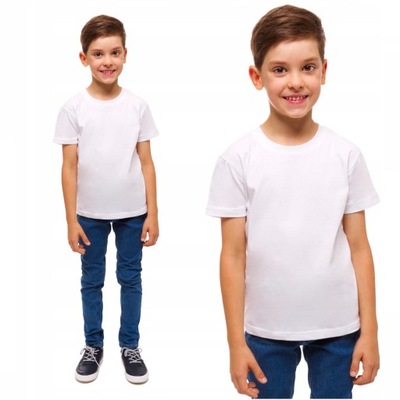 Biała Koszulka Dla Chłopca WF Szkolna T-Shirt Chłopięcy MORAJ 146-152