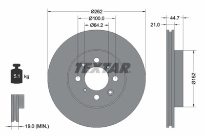 92060903 TEXTAR ДИСК ТОРМОЗНОЙ ПРАВАЯ HONDA CRX