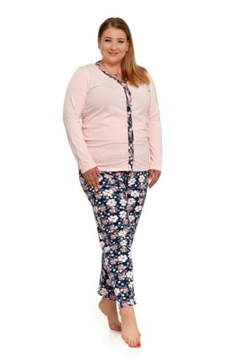 Piżama damska bawełniana rozpinana długa Plus Size Moraj 3XL
