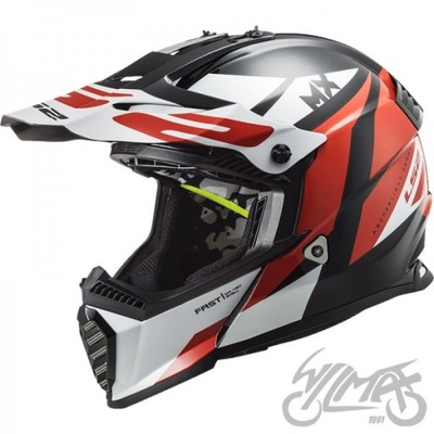 CASCO LS2 MX437 MINI STRIKE BLACK WHITE RED L  