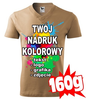 KOSZULKA Z WŁASNYM NADRUKIEM męska V-NECK L 08