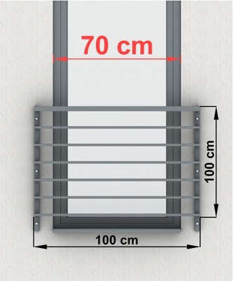 Balustrada zabezpieczająca Portfenetr Barierka ochronna okno 70 cm