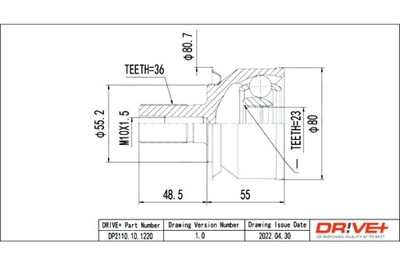 DRIVE+ MUÑÓN SEMIEJES EXTERIOR FORD FOCUS C-M AX 1.6TDCI 03-  