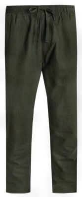 Lniane Spodnie Idealne na Lato - Brave Soul - Khaki - 36