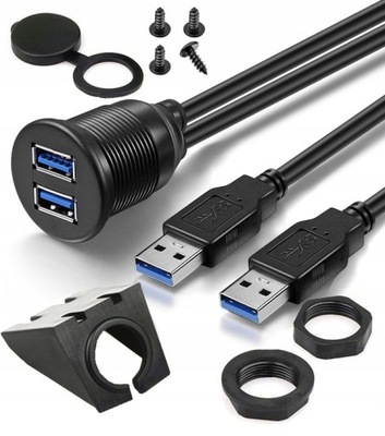 Przedłużacz 2 MB USB 3.0 3A gniazdo panel PODWÓJNY