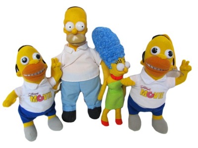 RODZINA SIMPSON oryginalne 4 MASKOTKI PLUSZOWE Simpsonowie HOMER MARGE BERT