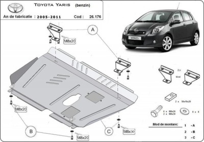 PLIENINE PLOKŠTĖ PO VARIKLIS TOYOTA YARIS II 05-2011 - BENZINAS 