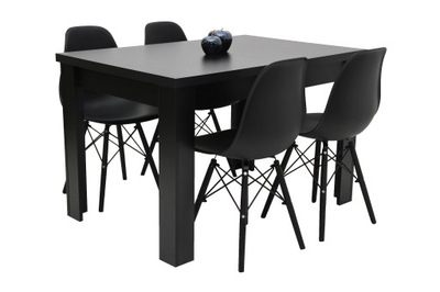 Komplet 4 skandynawskich krzeseł i rozkładany stół