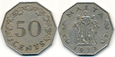 Malta 50 Cents - 1972r ... Monety