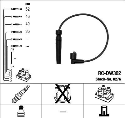 NGK 8276 КОМПЛЕКТ ТРУБОК ZAPŁONOWYCH