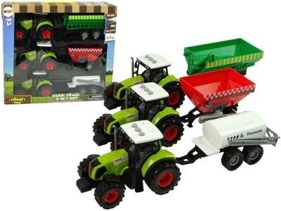 Zestaw Trzech samochodzików Traktorów dla 4 latka