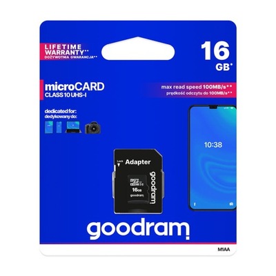 GOODRAM micro SDHC 16GB Class 10 + adapter