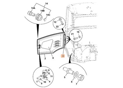 ZAWIAS DRZWI 332/A6908 JCB 406 407 409 TM180 TM220