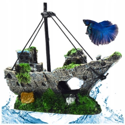 OZDOBA DO AKWARIUM STATEK OKRĘT WRAK KRYJÓWKA DEKORACJA AKWARYSTYCZNA