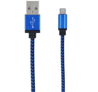 Kabel USB - micro USB M-M 1m oplot niebieski