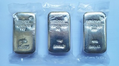 Umicore (LBMA), srebro 999, sztabka 1000 gram