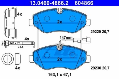 ATE 13.0460-4866.2 КОЛОДКИ ГАЛЬМІВНІ ПЕРЕД NISSAN CABSTAR 2,5-3,0 DCI 06-