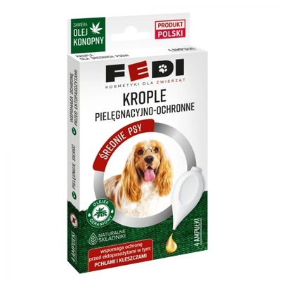 FEDI konopne Krople na pchły i kleszcze dla średnich psów, 4x2,5 ml