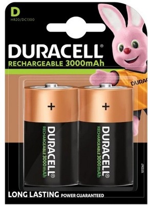 2x Akumulatorki Duracell R20 D 3000mAh 1,2V NiMH