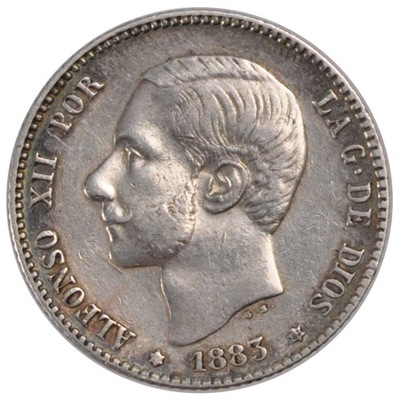 Moneta, Hiszpania, Alfonso XII, Peseta, 1883, Madr