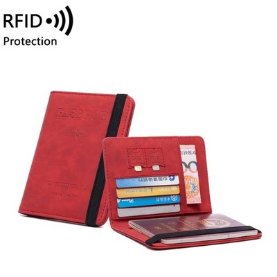 Skórzane ETUI Na Paszport RFID Pakiet Kart Red