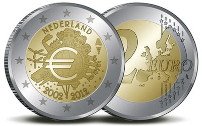 2 euro Holandia 10 lat euro w obiegu 2012