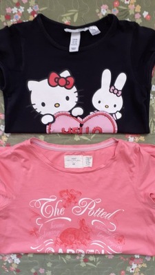 H&M ZESTAW NA LATO KOSZULKI 128 HELLO KITTY