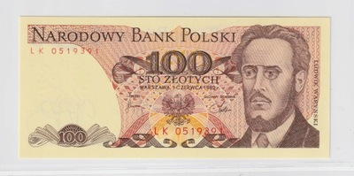 100 zł Polska 1982 LUDWIK WARYŃSKI seria LK UNC