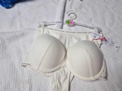 PRIMARK FAJNY BAWELNIANY KOMPLET WHITE 75C (S)